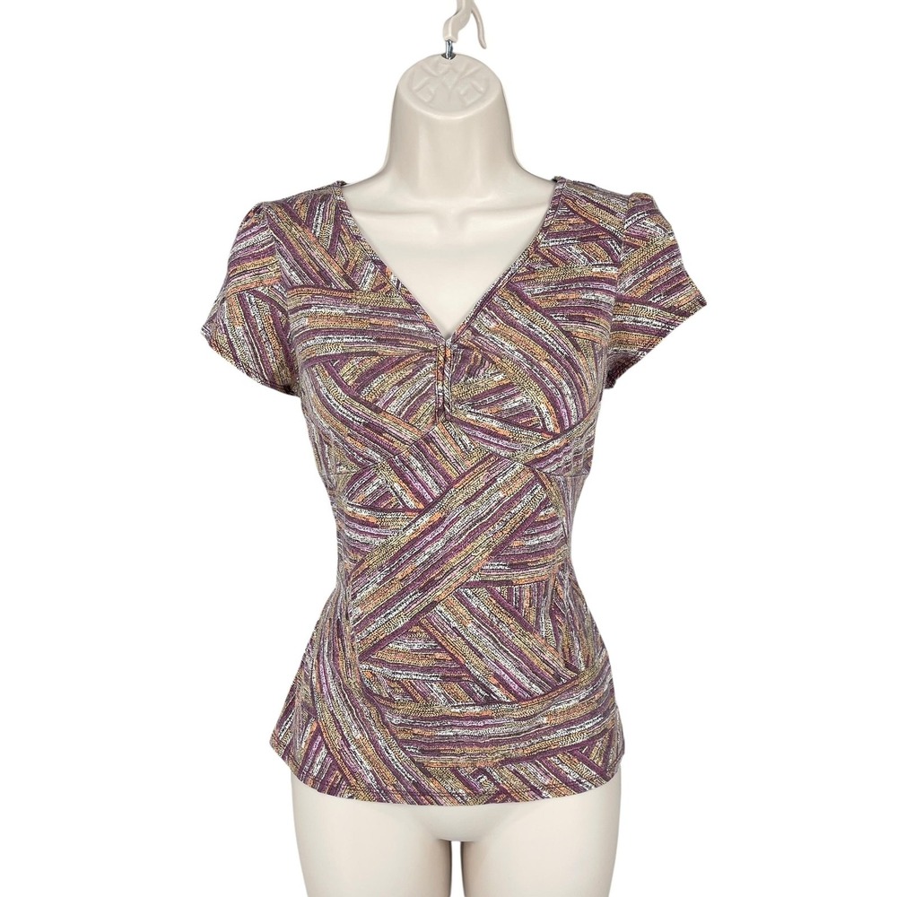 Y2K Babydoll Shirt Women Multicolor Empire Waist Streetwear Stretch Top Size MP